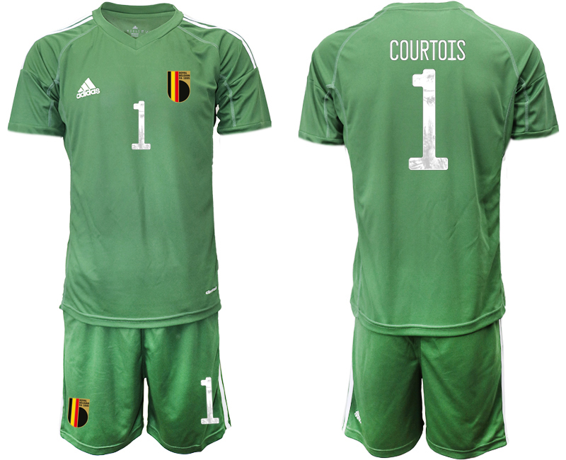 Men 2021 European Cup Belgium green goalkeeper #1 Soccer Jerseys2->belgium jersey->Soccer Country Jersey